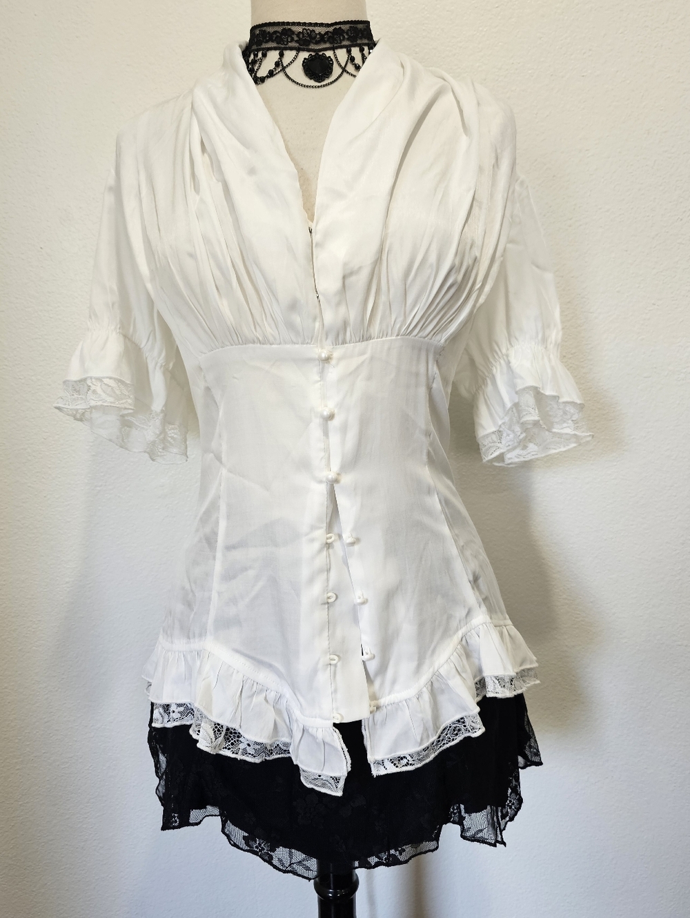 Victorian White Button Up Blouse